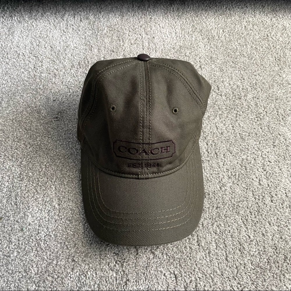 Coach baseball cap with leather trim